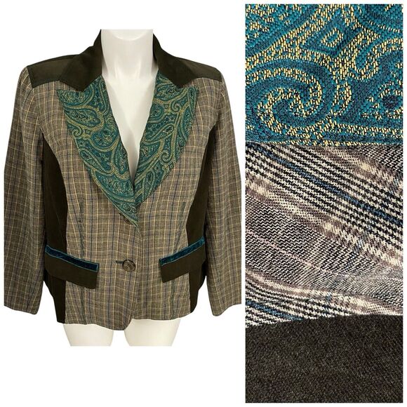 CJ Banks Blazer Womens 1X Jacket Patchwork Festival Career Professional Office - Picture 2 of 16